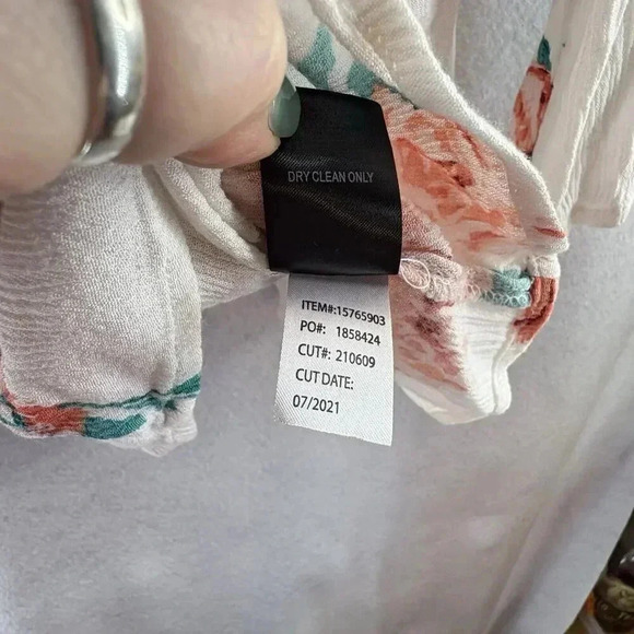 Torrid White Teal Peach Babydoll Gauze Crochet Trim Lace-Up Top Size 1 (14/16) - Picture 8 of 8